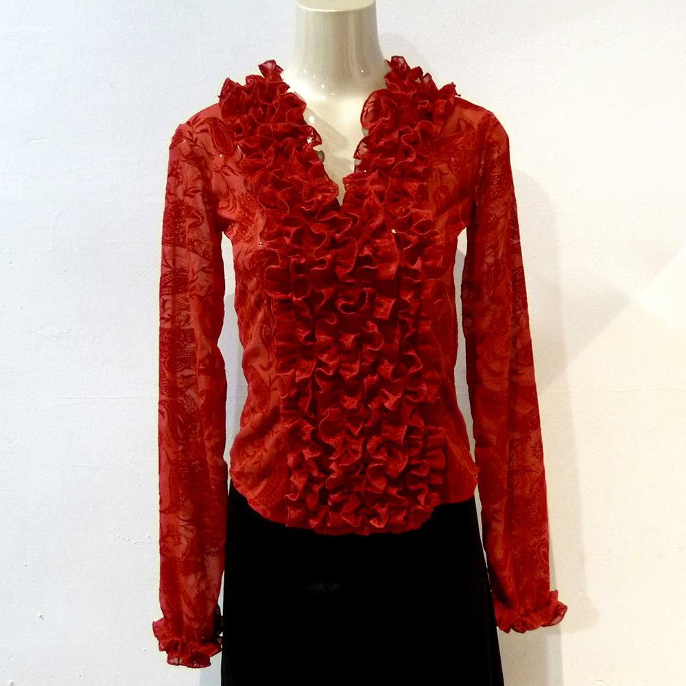 gasa brocado manga roja – Flamenca – Urly Moda